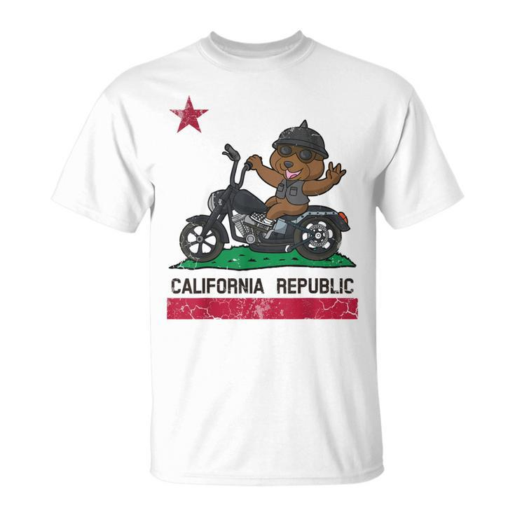 California Republic Flag  Bear Biker Motorcycle Unisex T-Shirt