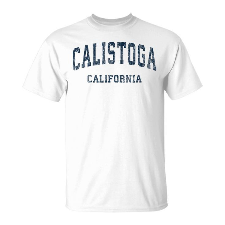 Calistoga California Ca Vintage Varsity Sports Navy T-Shirt