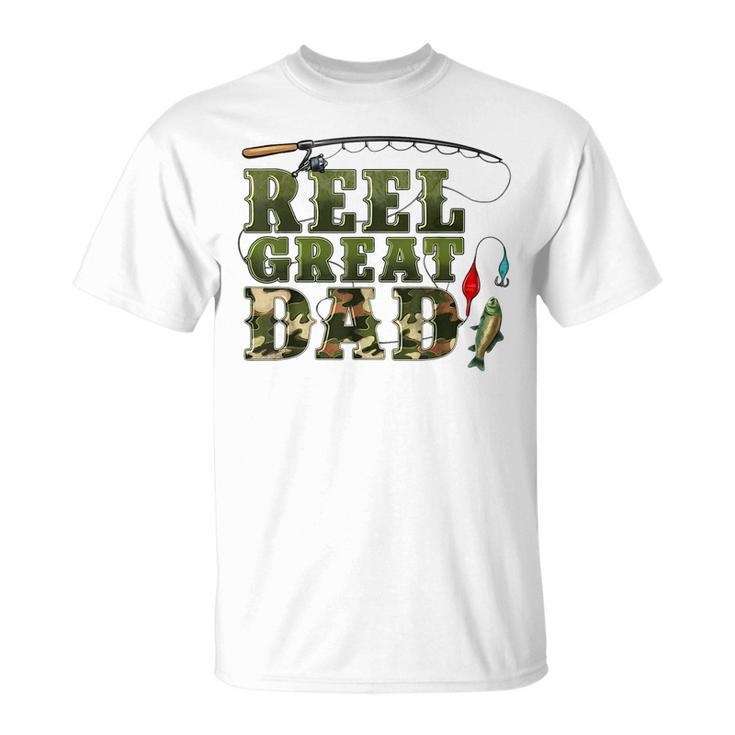 Camouflage Reel Great Dad Fishing Happy Fathers Day T-shirt