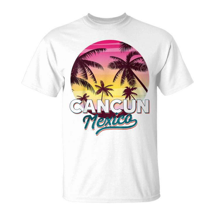Cancun Mexico Palm Tree Beach Summer Vacation Sunset  Unisex T-Shirt