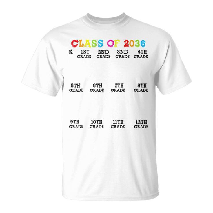 Class Of 2036 Handprint Grow With Me Kindergarten T-Shirt
