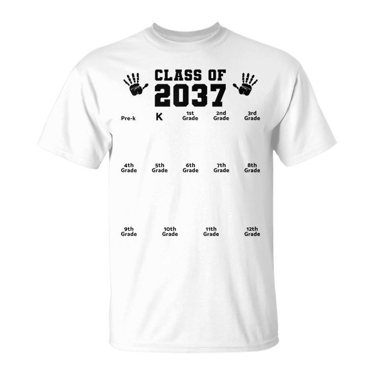 Class Of 2037 Handprint  Grow With Me Pre-K Graduation  Unisex T-Shirt