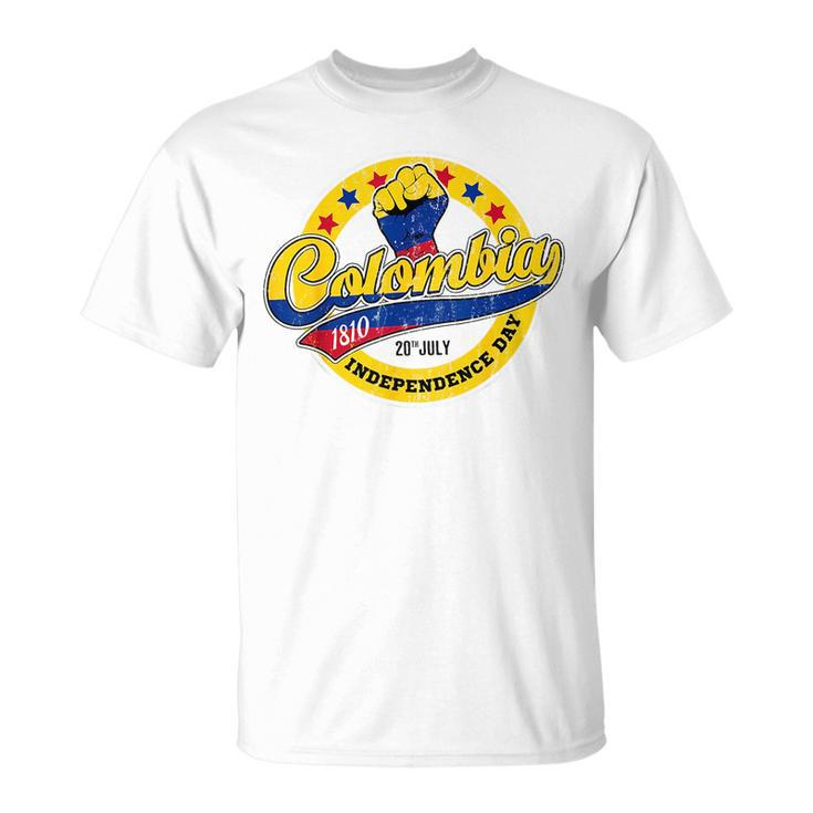 Colombian Independence Day Colombia Flag Retro Vintage Style Colombia Funny Gifts Unisex T-Shirt