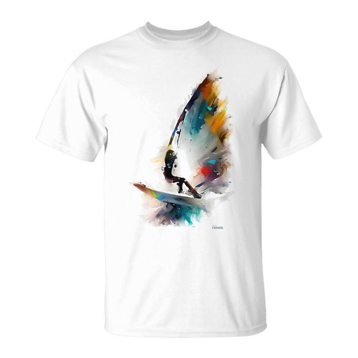 Cool Windsurfer On A Surfboard Riding The Waves Of The Ocean T-Shirt