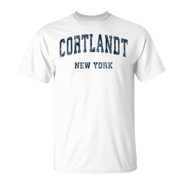 Cortlandt New York Ny Vintage Varsity Sports Navy T-Shirt