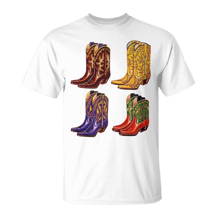 Cowboy Boots Colorful Cowgirl Western Country Rodeo Vintage Unisex T-Shirt