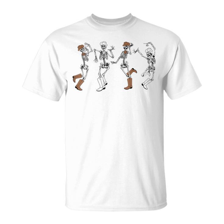 Cowboy Skeletons Western Dancing Halloween Spooky Season T-Shirt