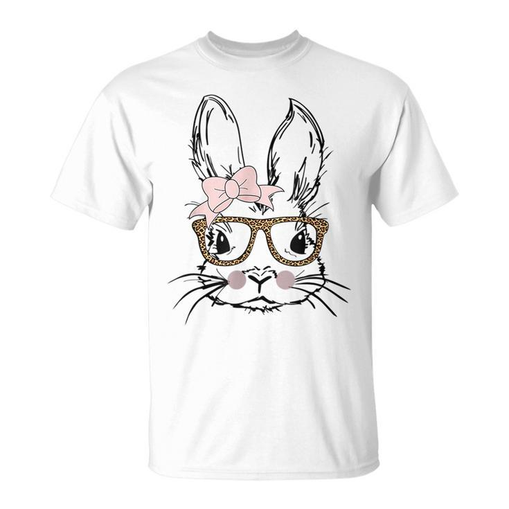 Cute Bunny Face  Leopard Print Glasses Easter Gift Unisex T-Shirt