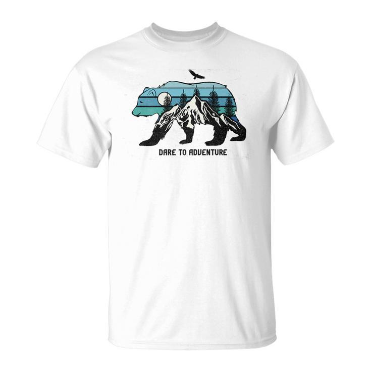 Dare To Adventure Walking Bear With A Mountain   Unisex T-Shirt