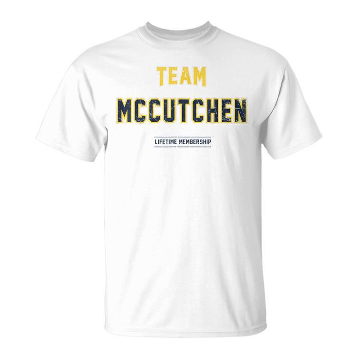 Distressed Team Mccutchen Proud Family Surname Last Name Unisex T-Shirt