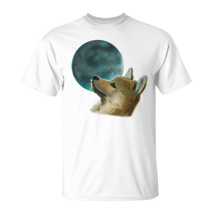 Dog Looking Up At The Moon Moon Funny Gifts Unisex T-Shirt