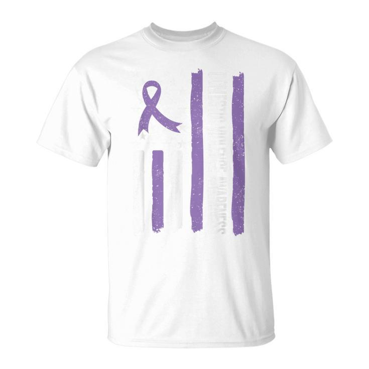 Domestic Violence Awareness Month American Flag Ribbon T-Shirt