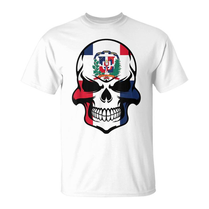 Dominican Flag Skull Cool Dominican Republic Skull Dominican Republic Funny Gifts Unisex T-Shirt
