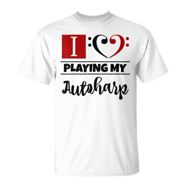 Double Bass Clef Heart I Love Playing My Autoharp Musician T-Shirt