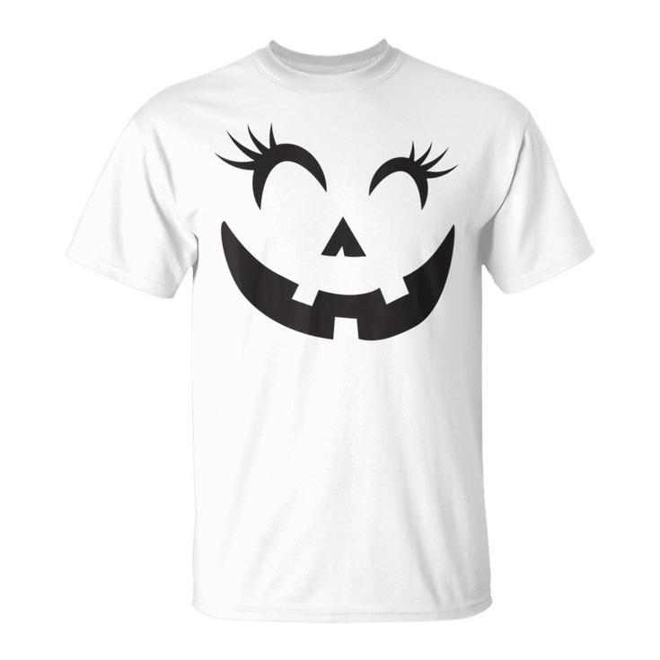Eyelashes Halloween Outfit Pumpkin Face Costume T-Shirt