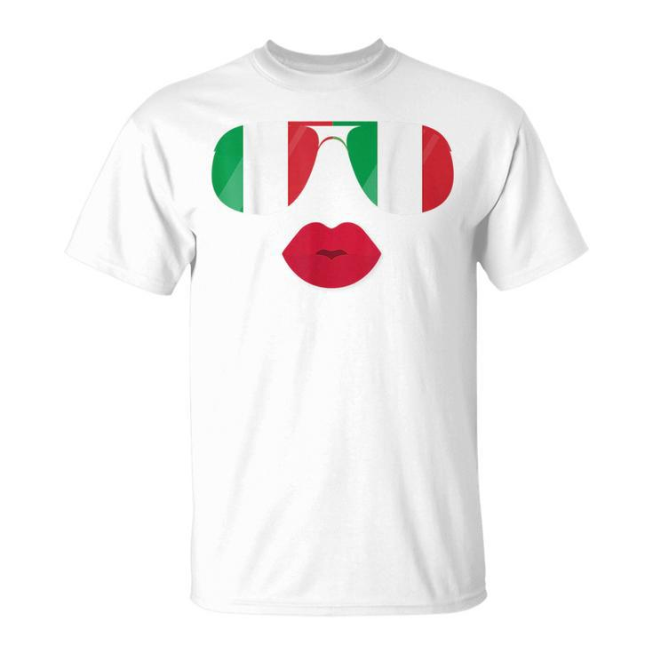 Flag Italia Sunglasses Lips  Italian Flags Italy  Unisex T-Shirt