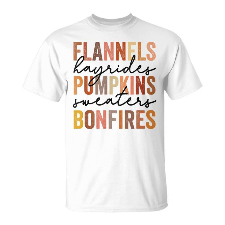Flannels Hayrides Pumpkins Vintage Sweaters Bonfires Autumn Autumn T-Shirt