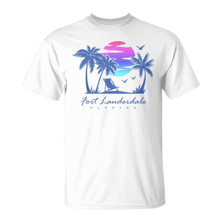 Fort Lauderdale Florida Beach Vacation Retro Vintage Sunset  Unisex T-Shirt