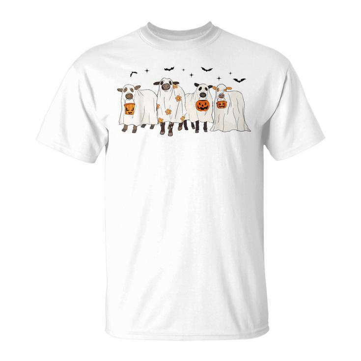 Cow Ghost Halloween Farmer Trick Or Treat Cow Lover T-Shirt