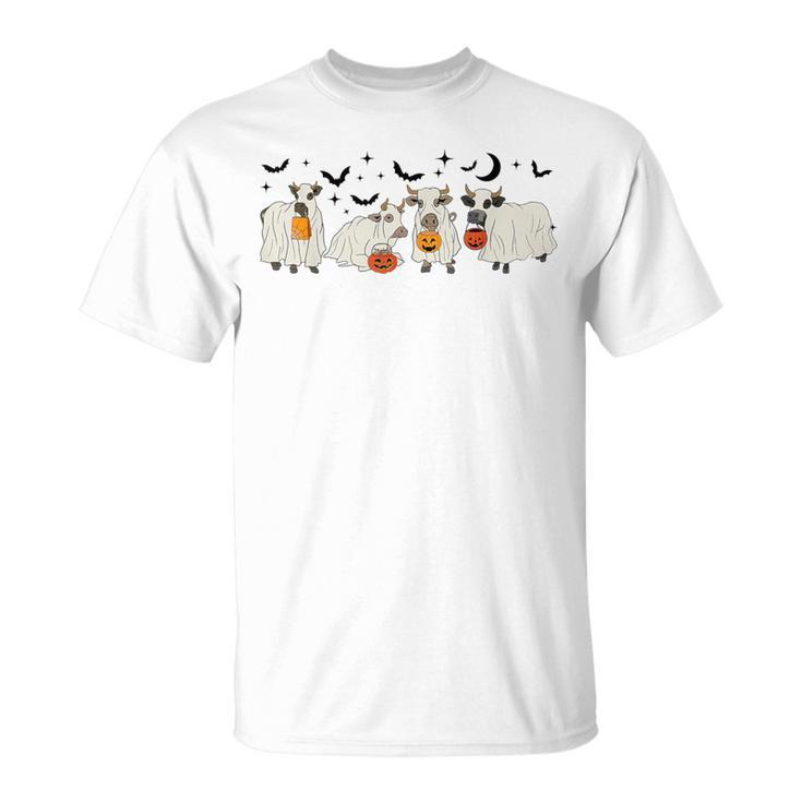 Cow Ghost Halloween Farmer Trick Or Treat Cow Lover T-Shirt