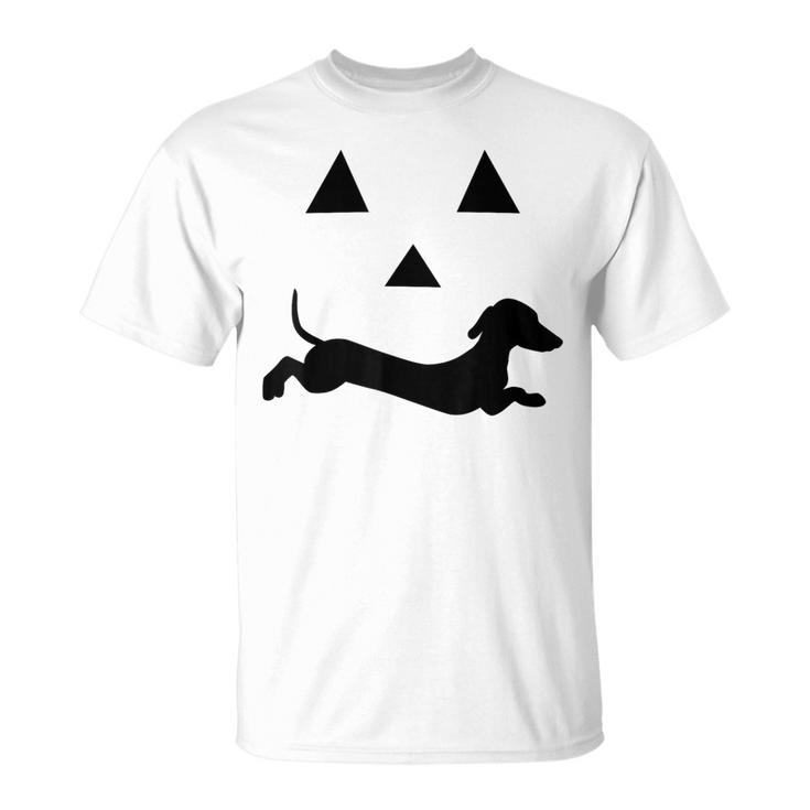 Dachshund Jack O Lantern Pumpkin Face For Halloween T-Shirt