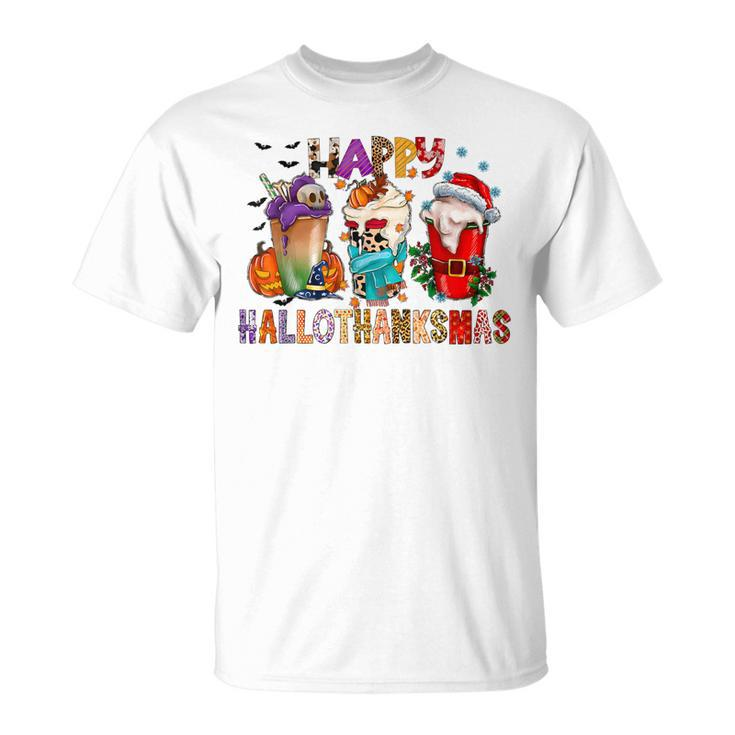 Halloween Thanksgiving Christmas Happy Hallothanksmas T-Shirt