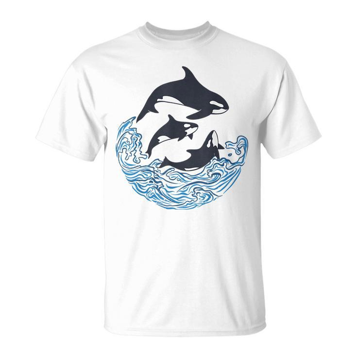 Funny Orca Killer Whales Bouquet Orca Family Cool Pisces  Unisex T-Shirt