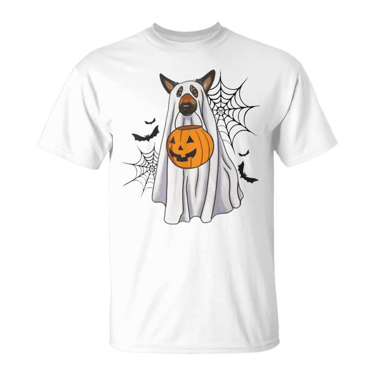 German Shepherd Ghost Halloween Pumpkin For Dog Lover T-Shirt