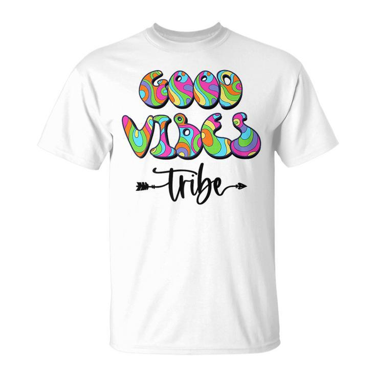 Good Vibes Tribe Colorful Retro Groovy Good Vibes Funny Gifts Unisex T-Shirt