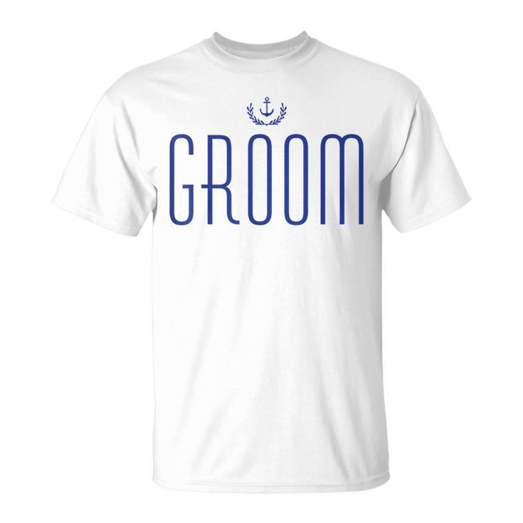 Groom  Nautical With Anchor Navy Blue Unisex T-Shirt