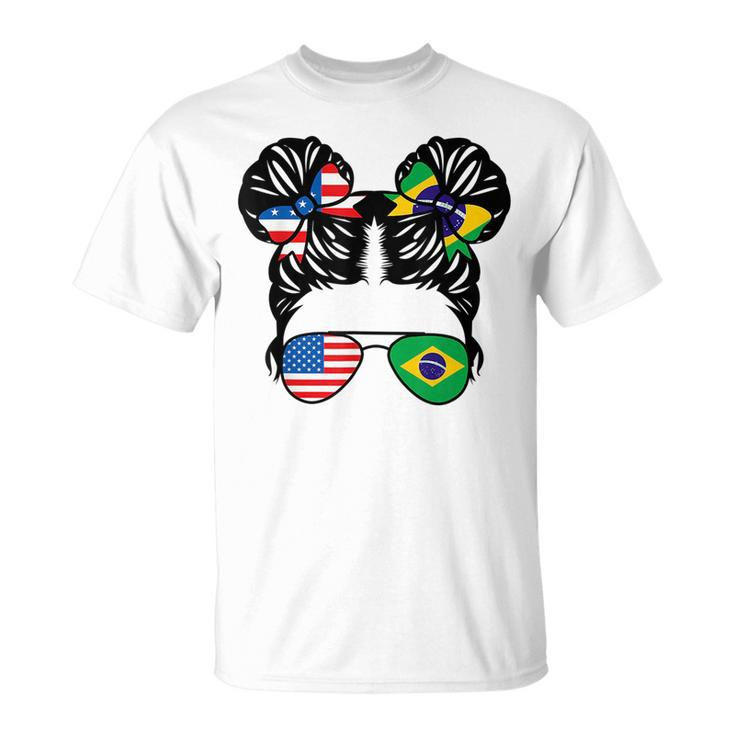 Half American Half Brazilian Girl Usa Brazil Flag Patriot  Unisex T-Shirt