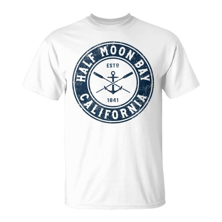 Half Moon Bay California Ca Vintage Boat Anchor & Oars  Unisex T-Shirt