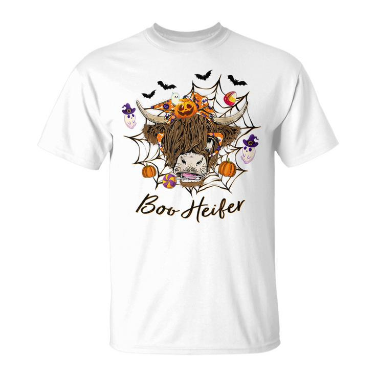 Halloween Boo Heifer Highland Cow Pumpkin Spooky Heifer Halloween T-Shirt