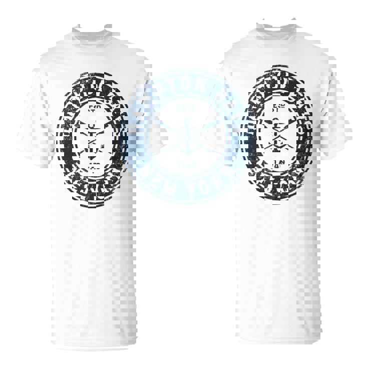 Hampton Bays New York Ny Vintage Boat Anchor & Oars Unisex T-Shirt