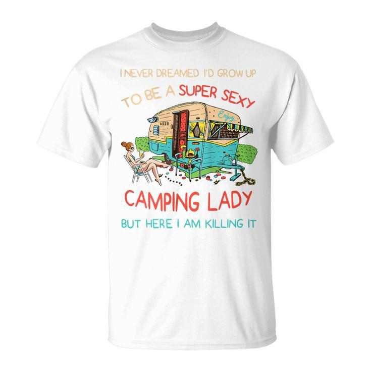 Happy Glamper Camping Lover Girl Camper Camp Vacation Gift For Womens Unisex T-Shirt