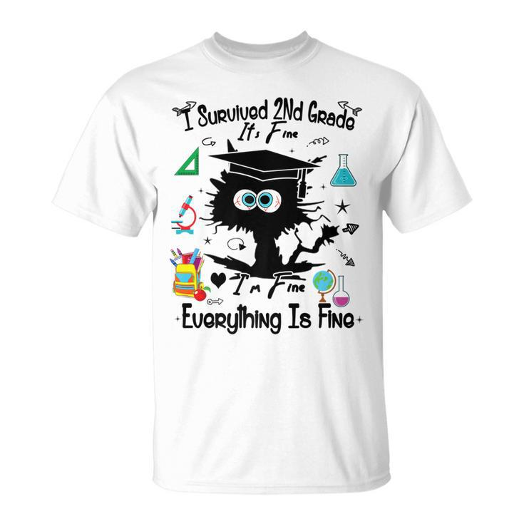 Happy Last Day Of School Funny Black Cat 2Nd Grade Graduate Unisex T-Shirt