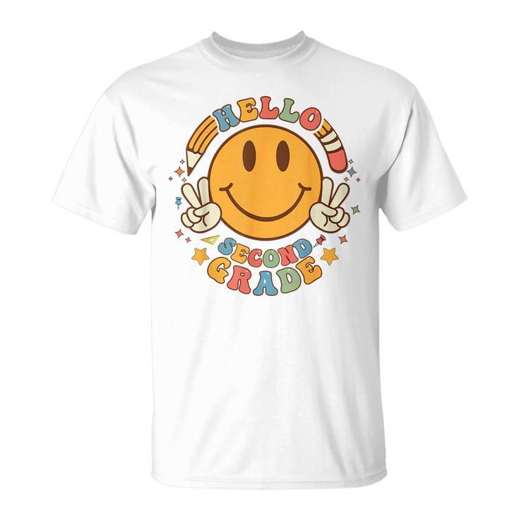Hello 2Nd Grade Smile Pencil Groovy Back To Shool 2Nd Grade Unisex T-Shirt