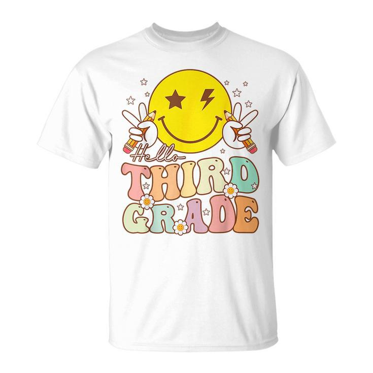 Hello Third Grade Hippie Smile Face 3Rd Grade Back To School 3Rd Grade Funny Gifts Unisex T-Shirt