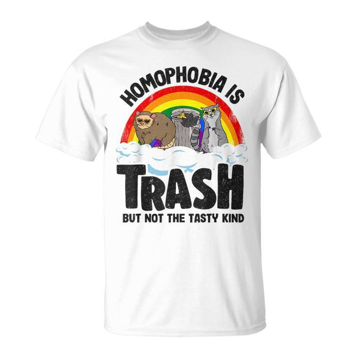 Homophobia Is Trash Gay Pride Raccoon Opossum Ally Lgbt  Unisex T-Shirt
