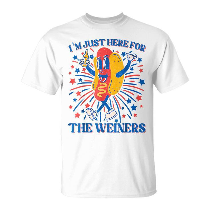 Hot Dog Im Just Here For The Wieners 4Th Of July Unisex T-Shirt