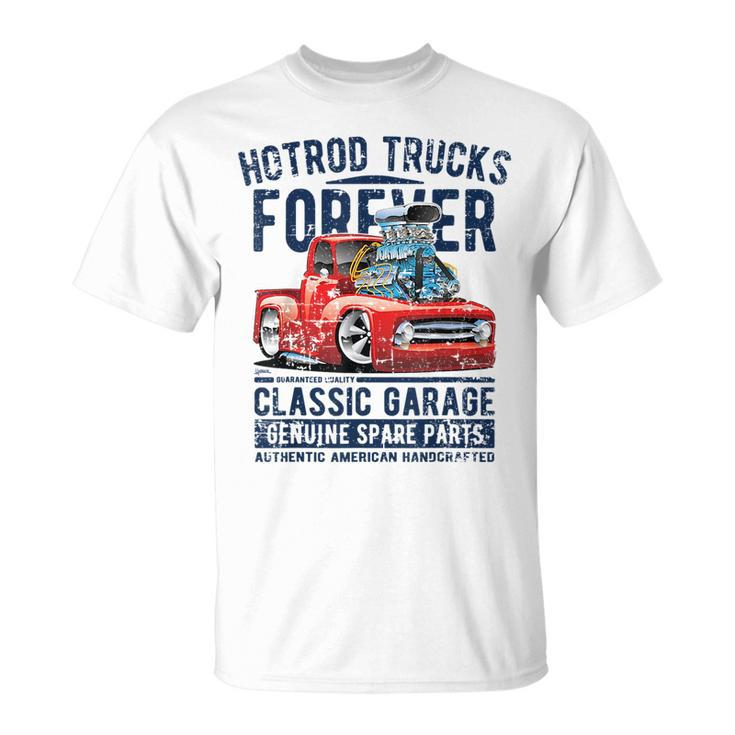 Hotrod Trucks Forever Cartoon Truck Distressed Design Unisex T-Shirt