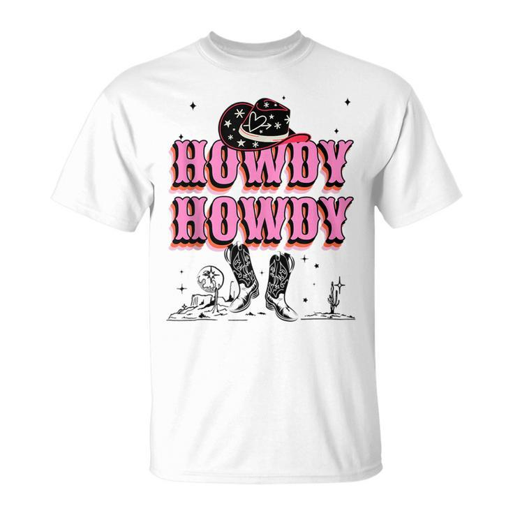 Howdy Retro Cowgirl Cowboy Nashville Country Bachelorette  Unisex T-Shirt
