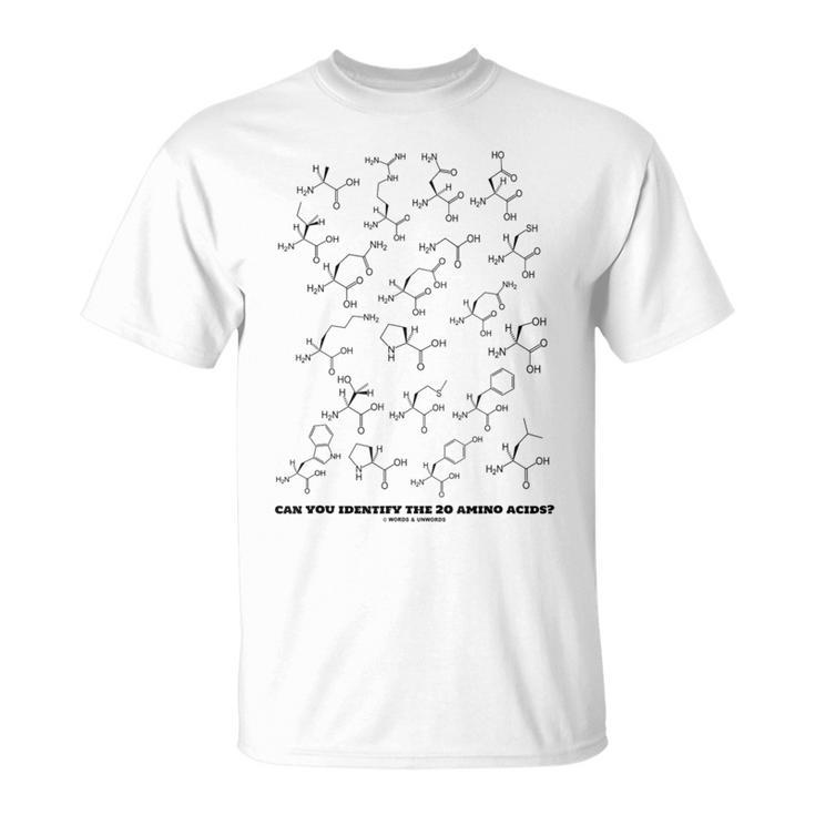 Can You Identify The 20 Amino Acids Chemistry Biochemistry T-Shirt