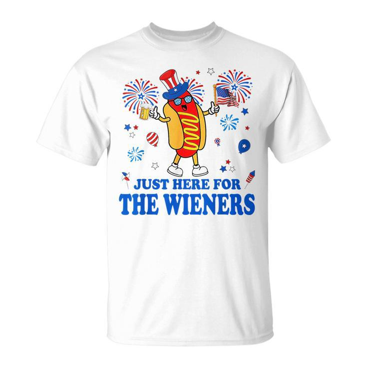 Im Just Here For The Wieners Funny Fourth Of July  Unisex T-Shirt