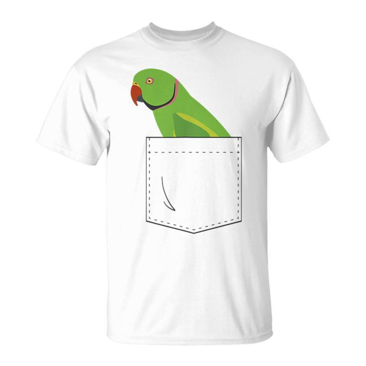 Indian Ringneck Parakeet Parrot Male Fake Pocket T-Shirt
