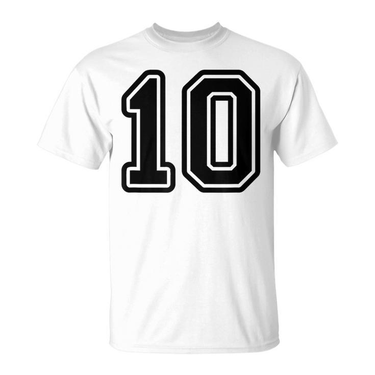 Jersey 10 Black Sports Team Jersey Number 10 T-Shirt