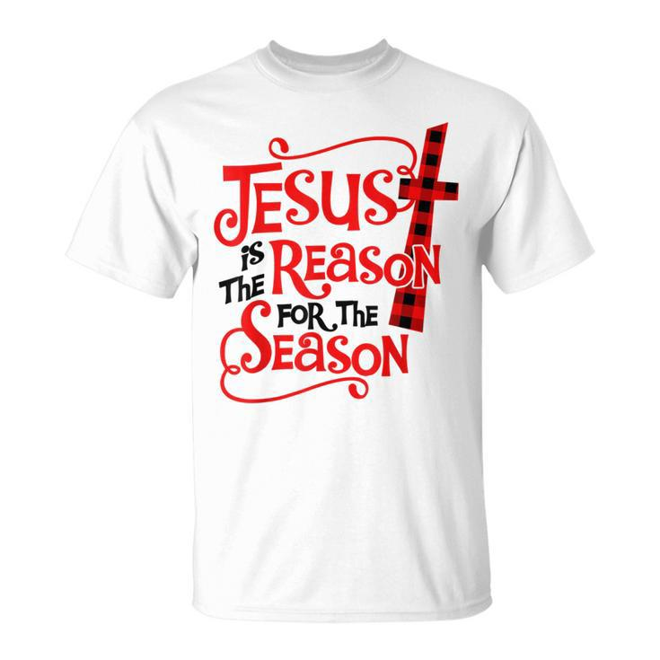Jesus Is The Reason For The Season Christmas Xmas Plaid T-Shirt