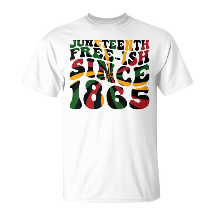 Junenth Retro Groovy Free-Ish Since 1865 Celebrate Black  Unisex T-Shirt