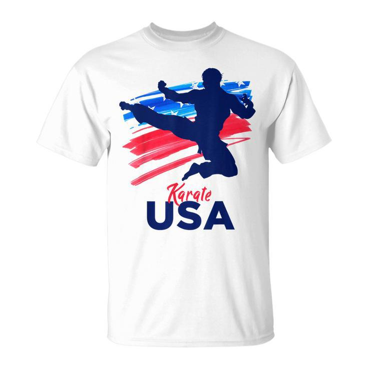 Karate Support The Team Student Sensei Usa Flag American  Unisex T-Shirt