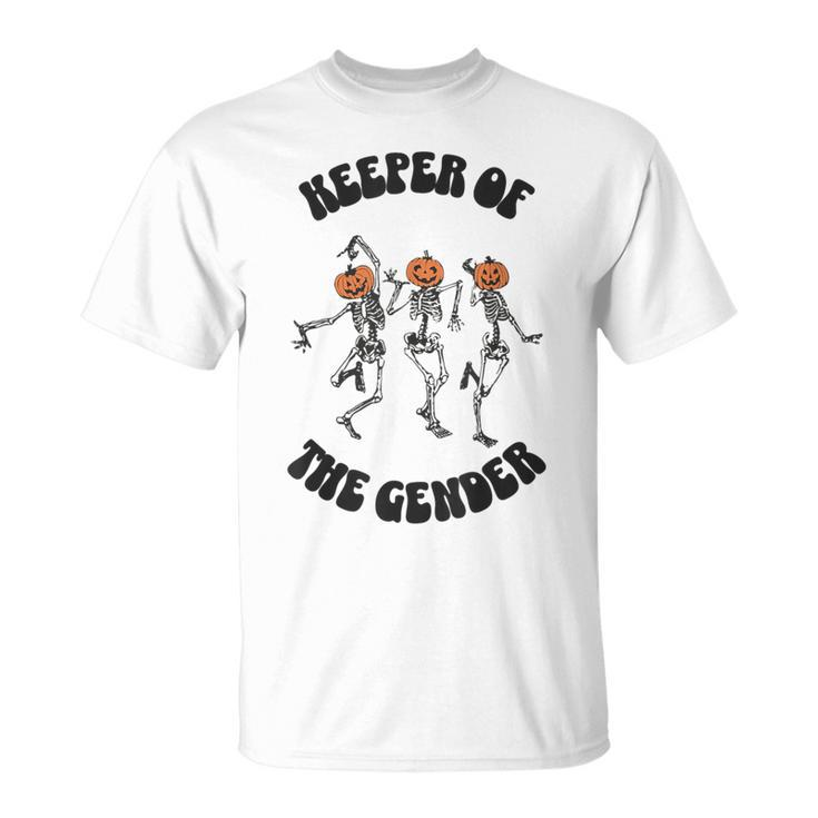 Keeper Of The Gender Dancing Skeleton Halloween Pumpkin T-Shirt
